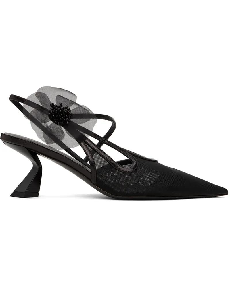 Nensi Dojaka Black Slingback Tulle Heels Black