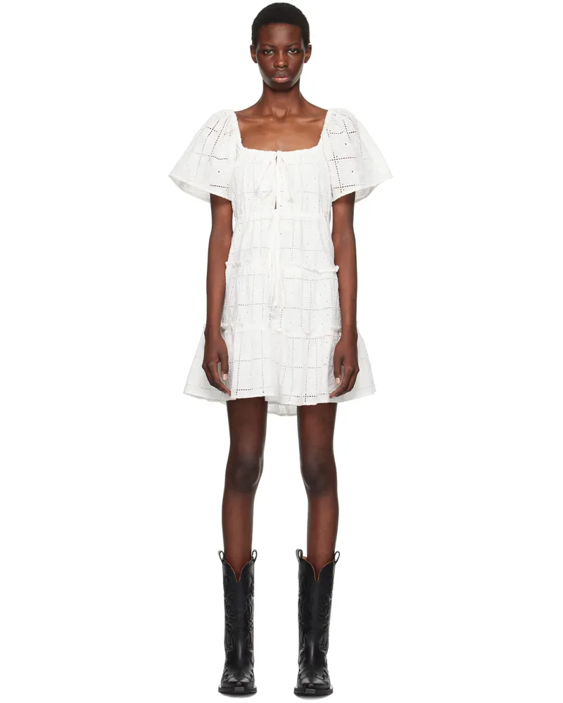 Ganni White Broderie Anglaise Layer Minidress 135