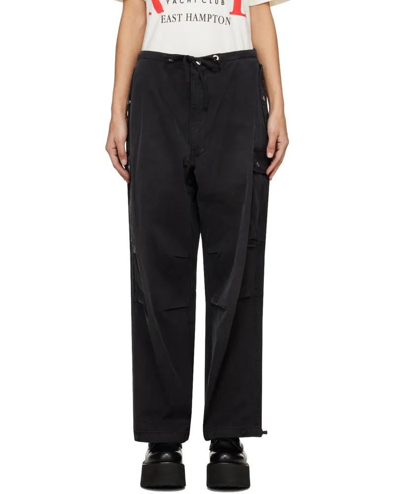 RHUDE SSENSE Exclusive Black Parachute Trousers Black