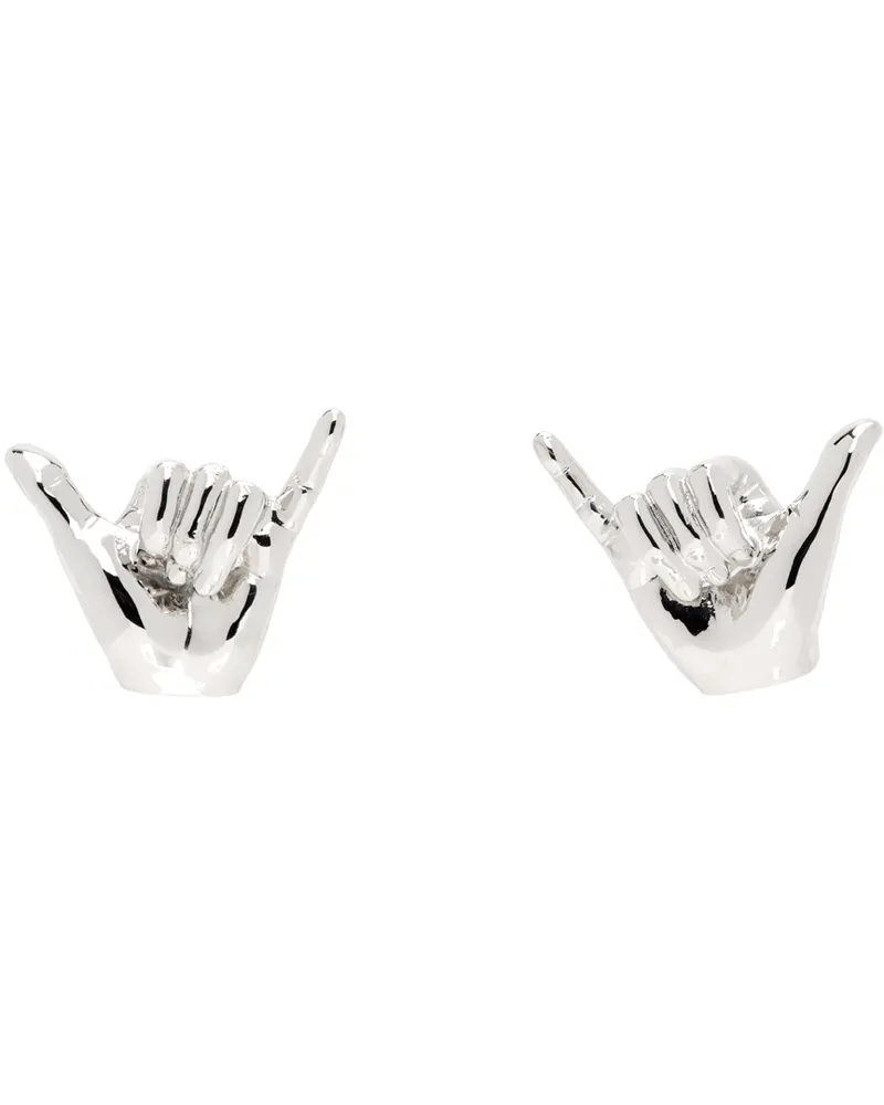 Y/PROJECT Silver Mini Shaka Earrings Shiny