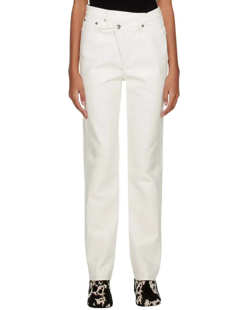 AGOLDE White Criss Cross Leather Pants Lace