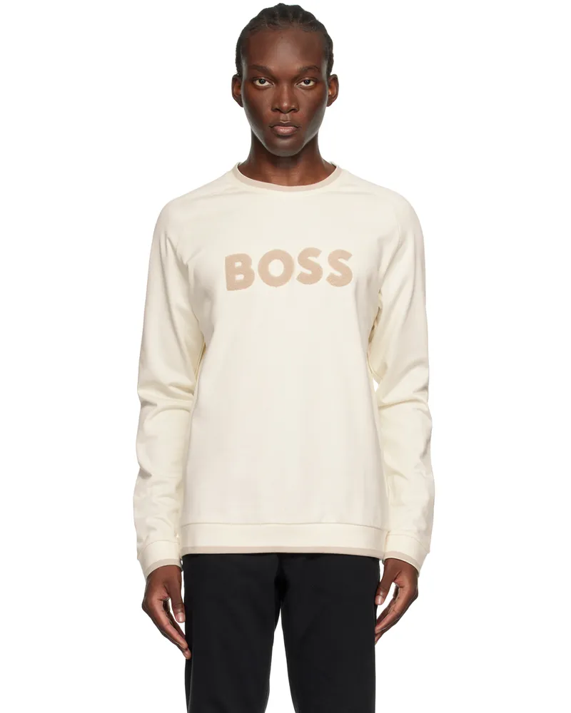 HUGO BOSS Beige Logo Appliqué Sweatshirt Natural