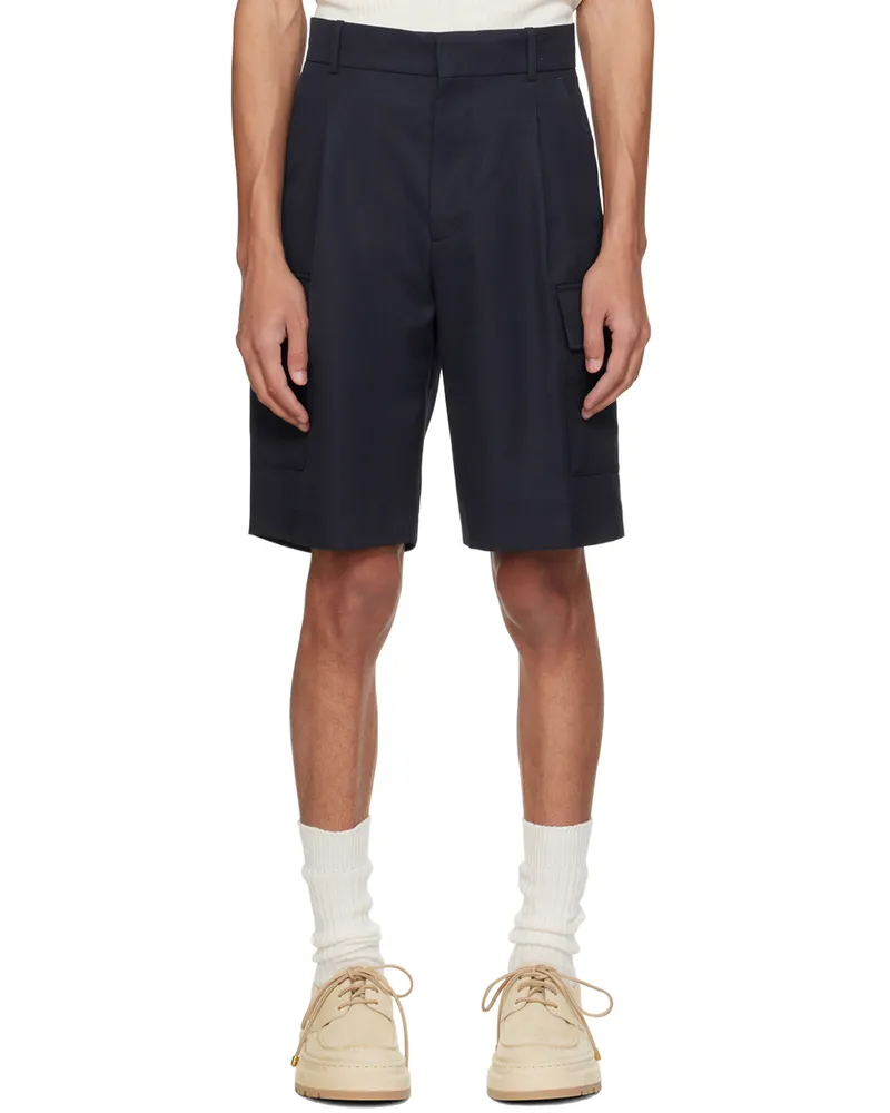 Drôle de Monsieur Navy 'Le Short Cargo Laine' Shorts Navy