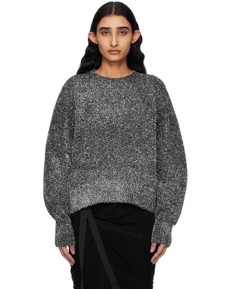Helmut Lang Silver Apex Lurex Crew Sweater Silver