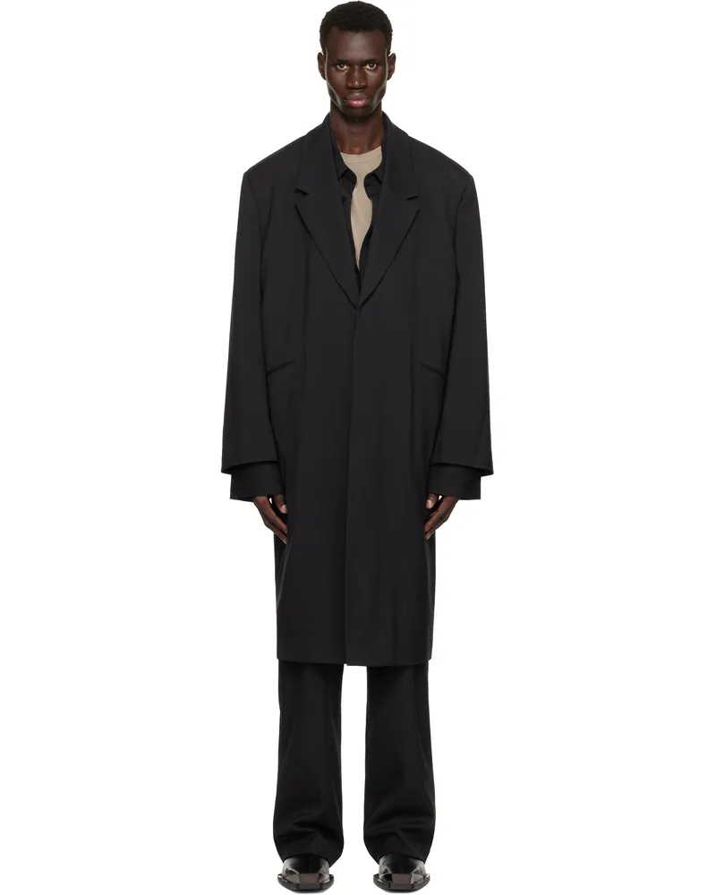 Entire Studios Black Single Breasted Coat Blackwool
