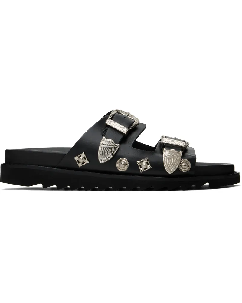 Toga Black Buckle Sandals Black