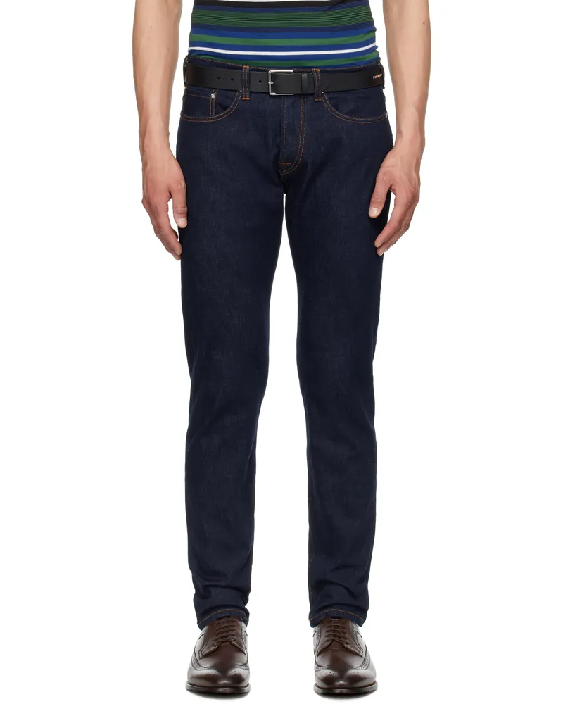 Paul Smith Indigo Tapered-Fit Crosshatch Stretch Jeans R