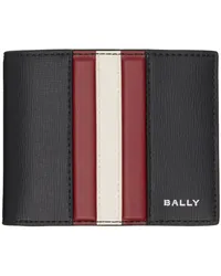 Bally Black Ribbon Bifold Wallet Black+red