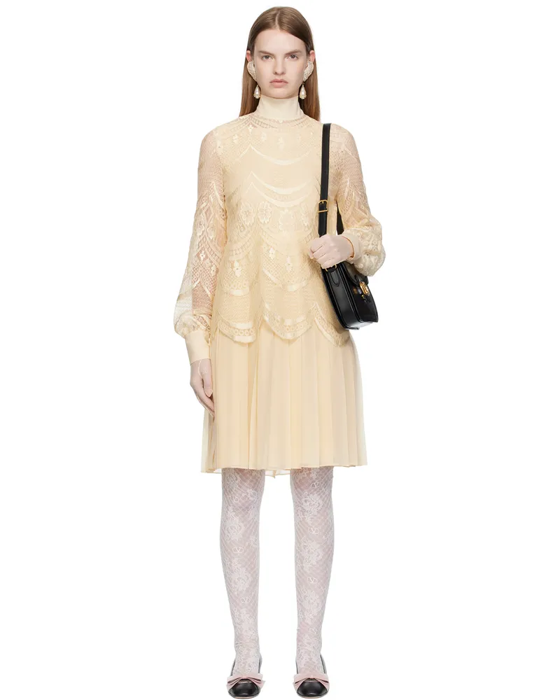 Valentino Garavani Beige Layered Midi Dress Et5