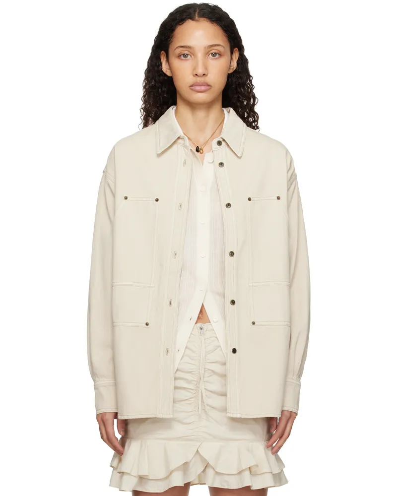 Étoile Isabel Marant Beige Okely Denim Jacket Ecru