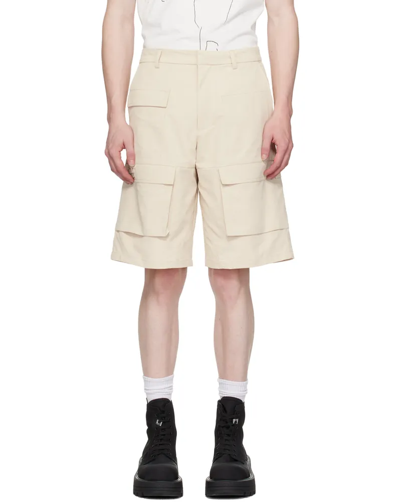 Heliot Emil Beige Cellulae Cargo Shorts Stone