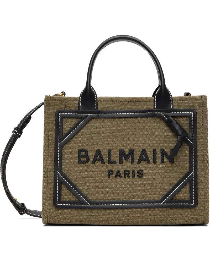 Balmain Khaki & Black B-Army Small Tote Ubk