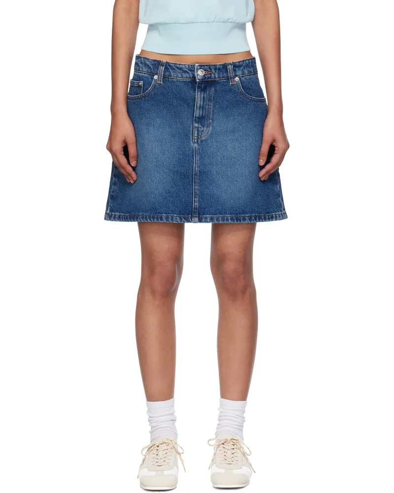 A.P.C. Blue Moss Denim Miniskirt Ial