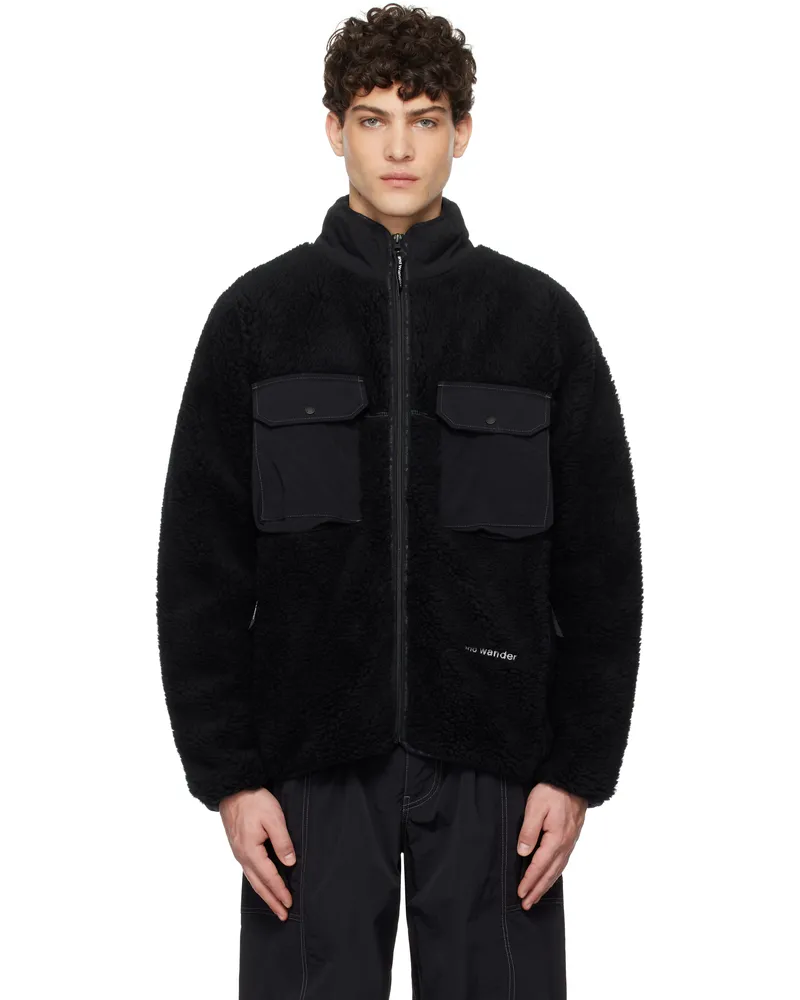 and wander Black Wool Boa Jacket Black010
