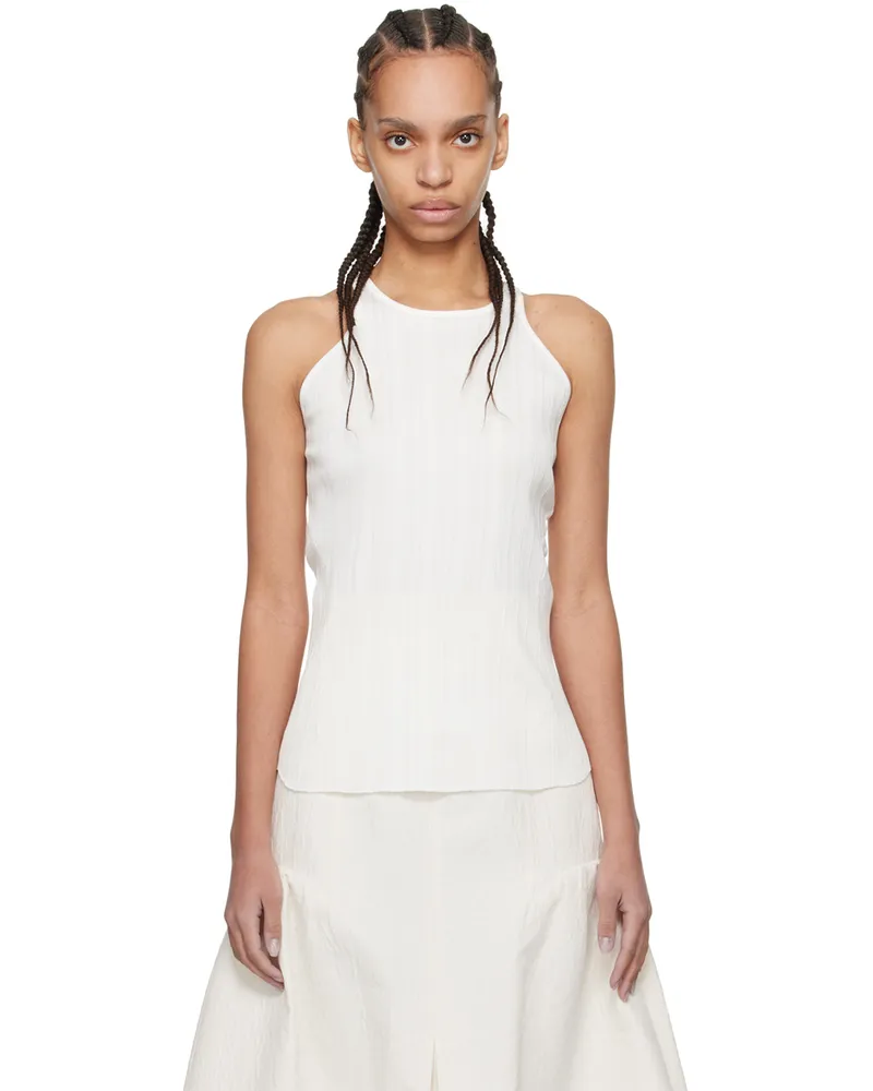 Mame Kurogouchi White Random Ribbed Tank Top White