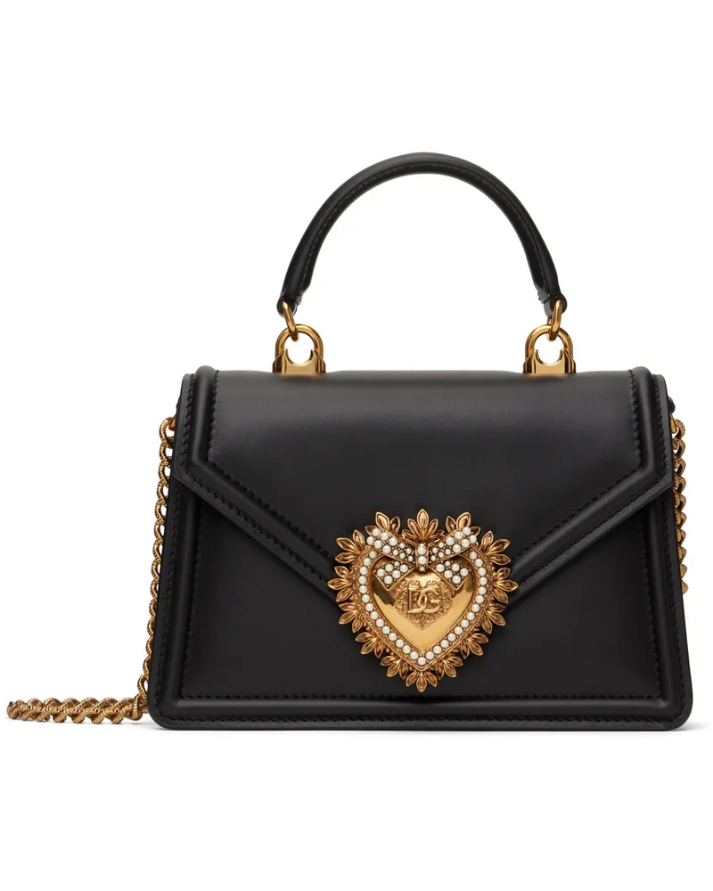 Dolce & Gabbana Black Small Smooth Calfskin Devotion Bag Black