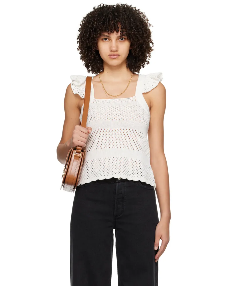 A.P.C. White Crocheted Tank Top Aab