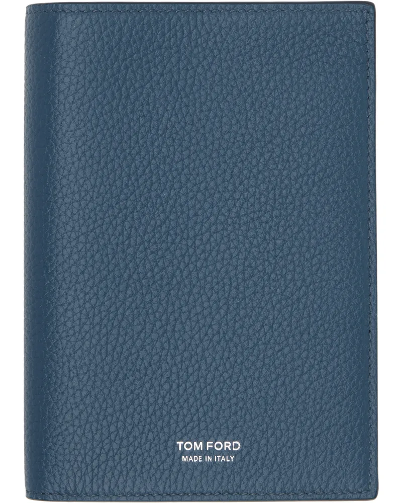 Tom Ford Blue Soft Grain Leather T Line Passport Holder 1l059indigo