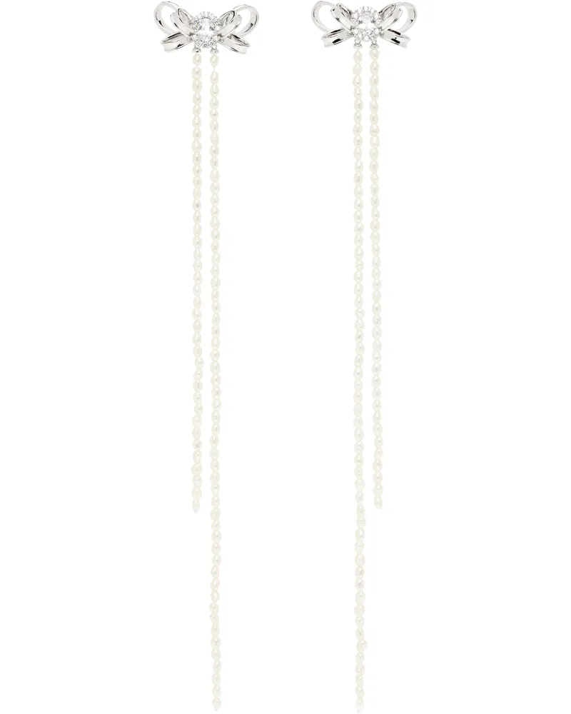 SHUSHU/TONG Silver YVMIN Edition Curly Bow Long Tassel Earrings Sliver