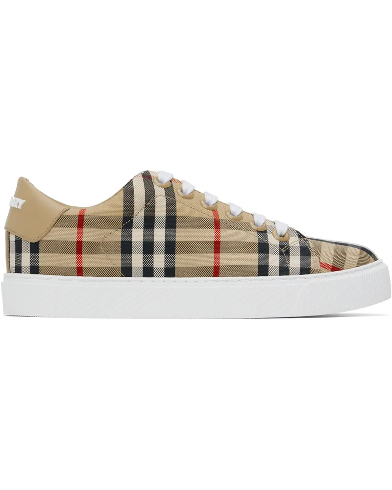 Burberry Beige Check & Leather Sneakers Archive