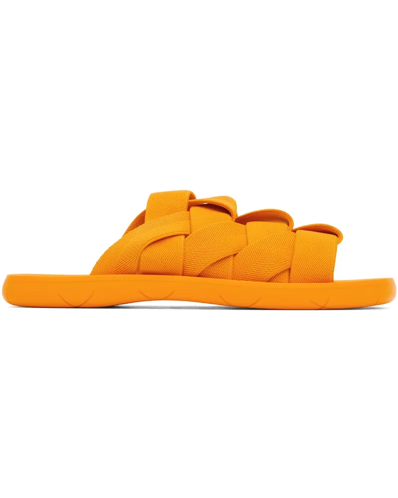 Bottega Veneta Orange Intrecciato Slides 7593-tangerine
