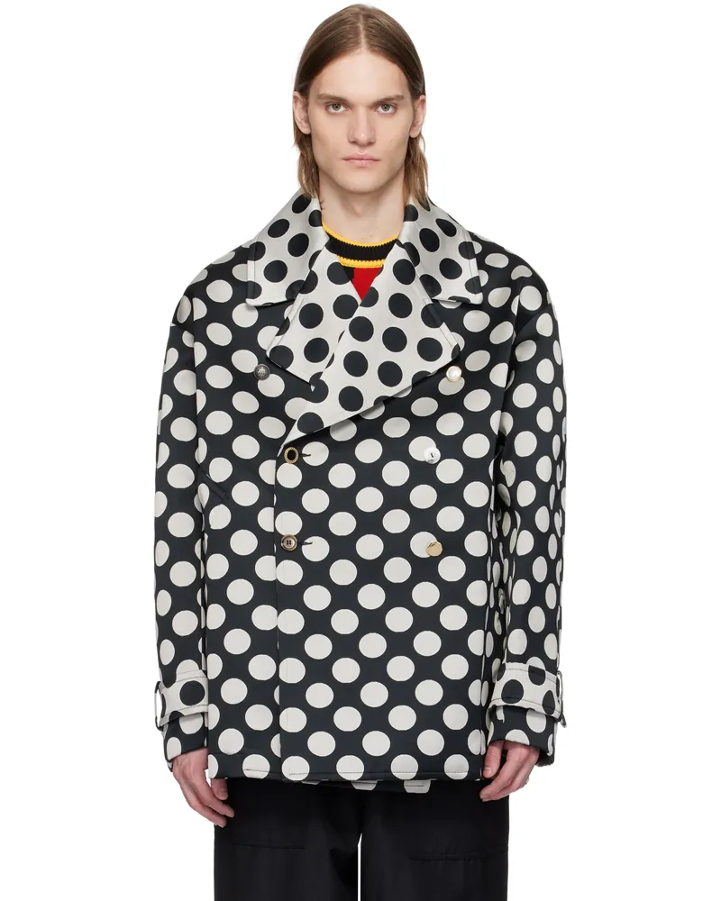 Charles Jeffrey Loverboy Black & Off-White Oversized Peacoat Black