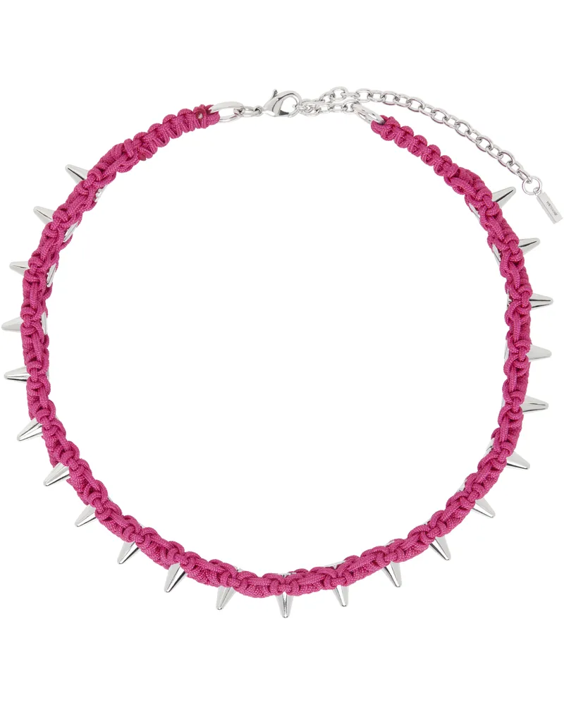 WE 11 DONE Pink Handmade Studded Noeud Choker Pink