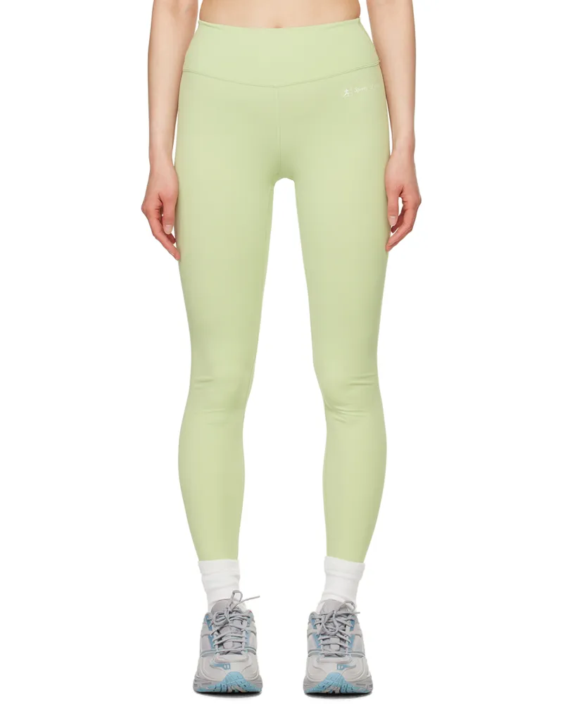 SPORTY & RICH Green Runner Script Leggings Sage