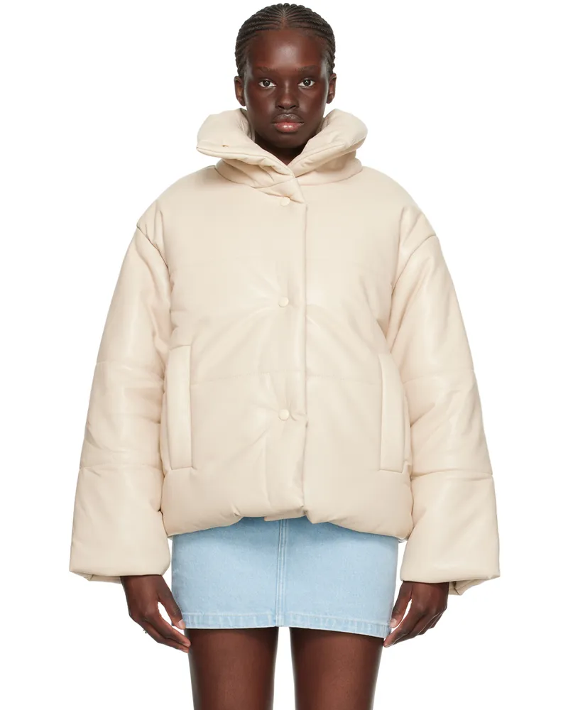 Nanushka Off-White Hide Vegan Leather Jacket Creme