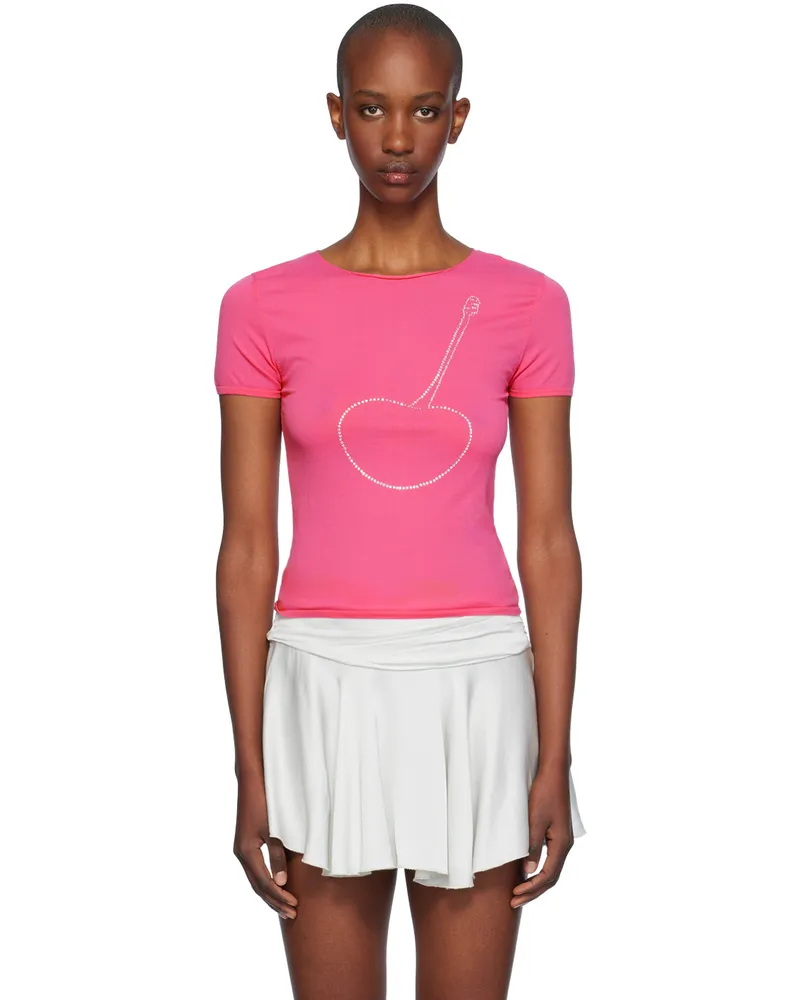 GIMAGUAS Pink Cherry Shinny T-shirt Fuscia