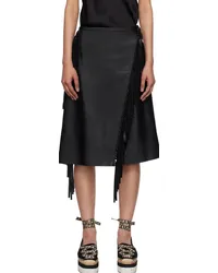 Stella McCartney Black Fringe Faux-Leather Midi Skirt Black