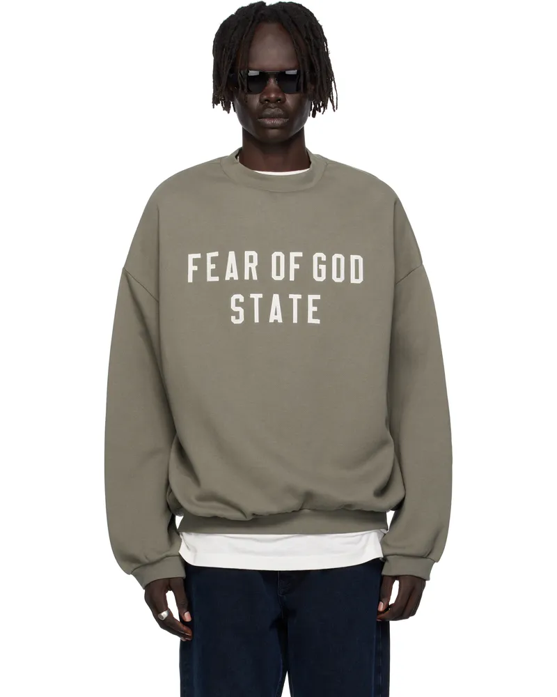 Fear of God Gray 90s Fit Fleece Crewneck Sweatshirt Moss