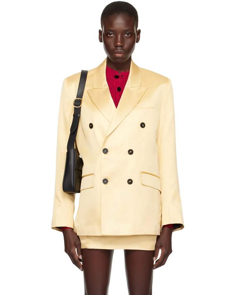 Ernest W. Baker Yellow Double-Breasted Blazer Gold
