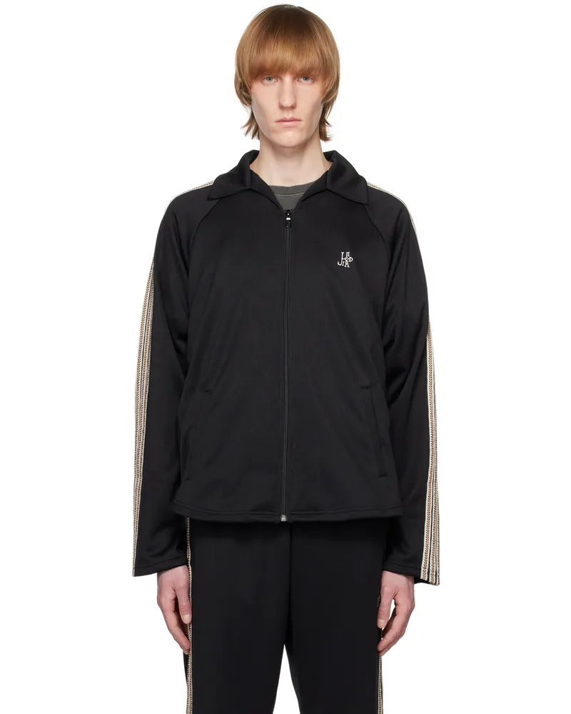 JieDa Black Five Stripe Track Jacket Black