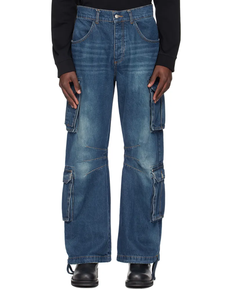 MISBHV Blue Dirt Bath Denim Cargo Pants Blue