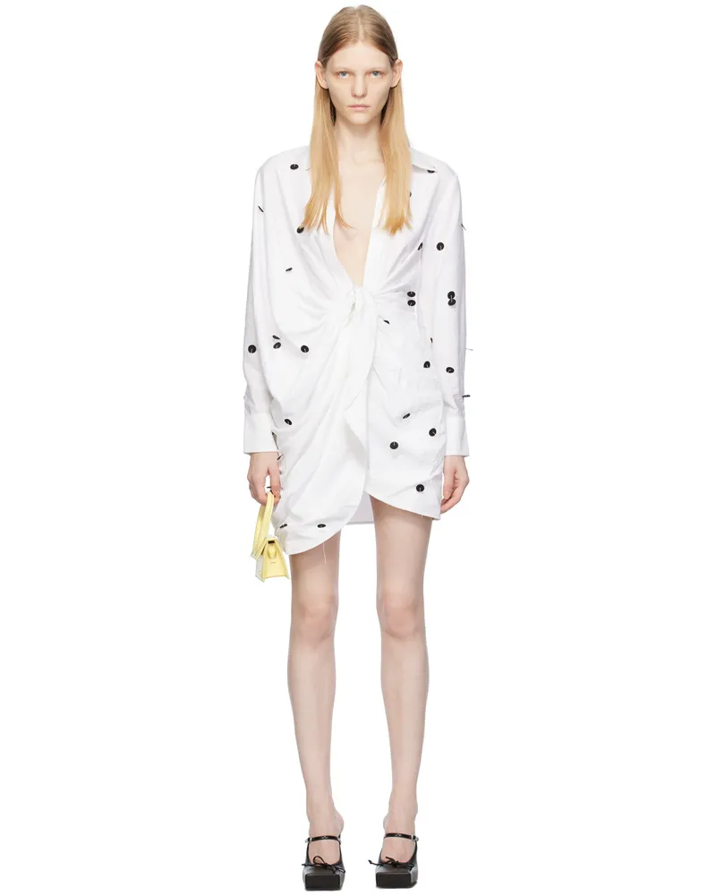 Jacquemus White Le Chouchou 'La Robe Bahia Brodée' Minidress 1em