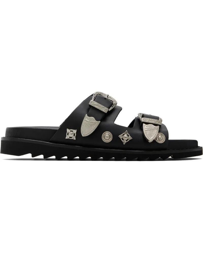 Toga Black Buckle Sandals Black