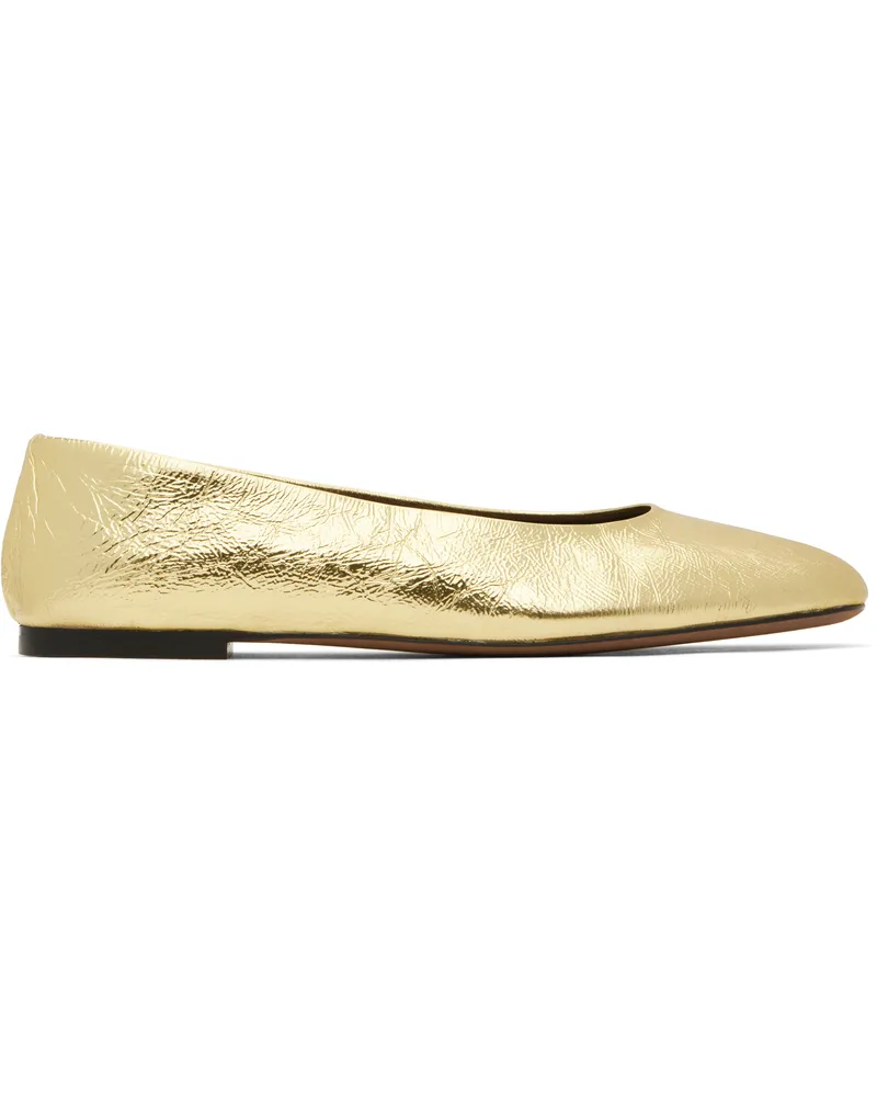 The Row Gold Square Ballerina Flats Gold