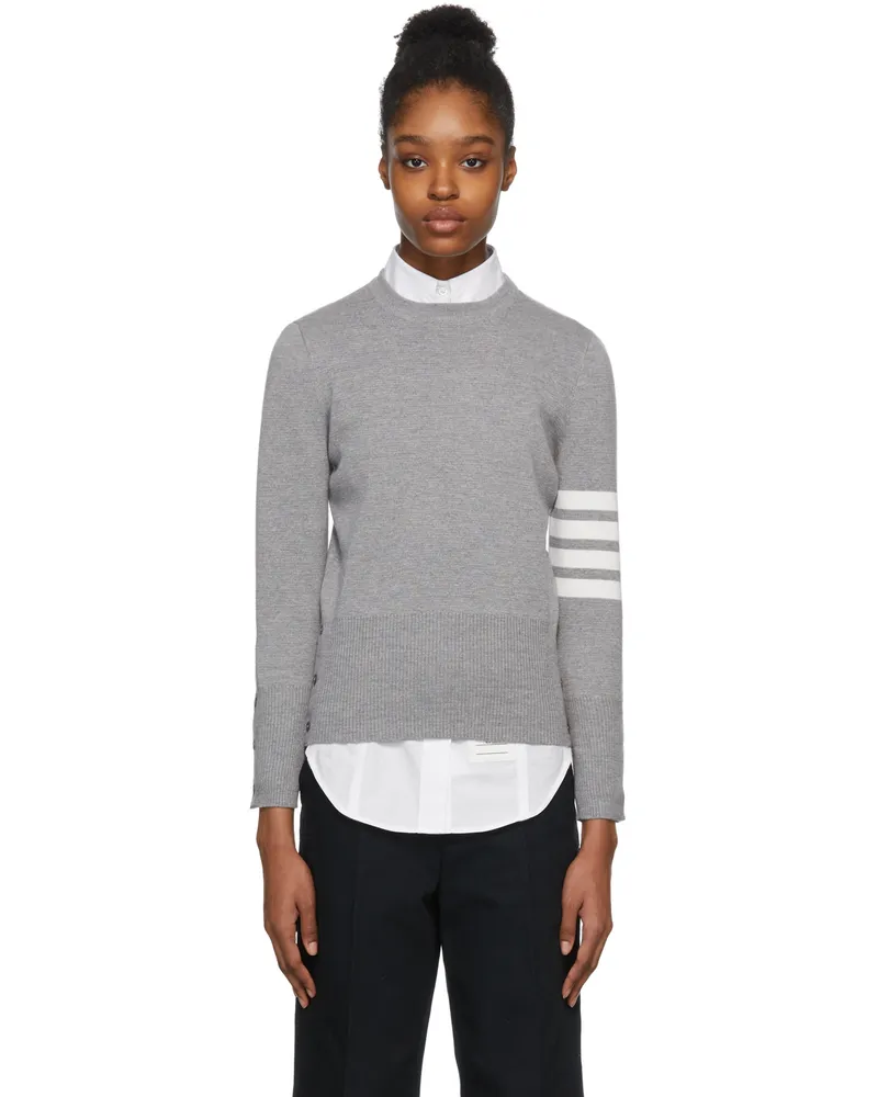 Thom Browne Grey Milano Classic Crewneck Pullover Light