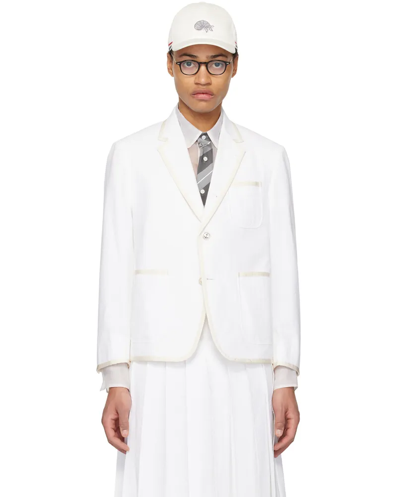 Thom Browne White Single-Breasted Blazer