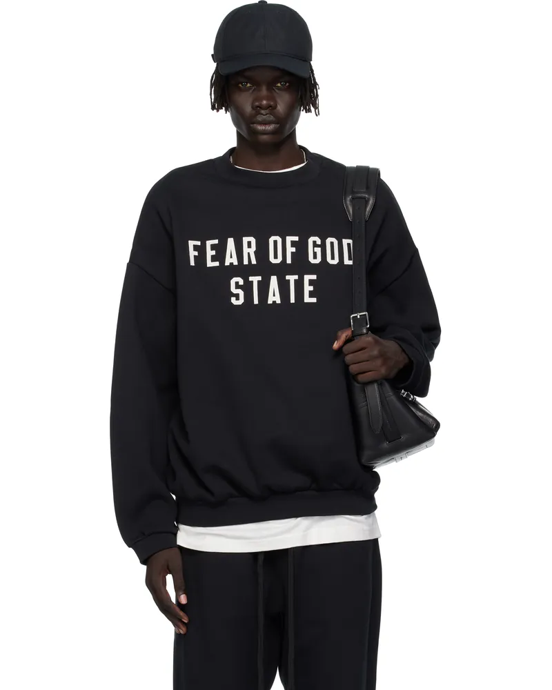 Fear of God Black 90s Fit Fleece Crewneck Sweatshirt Jet