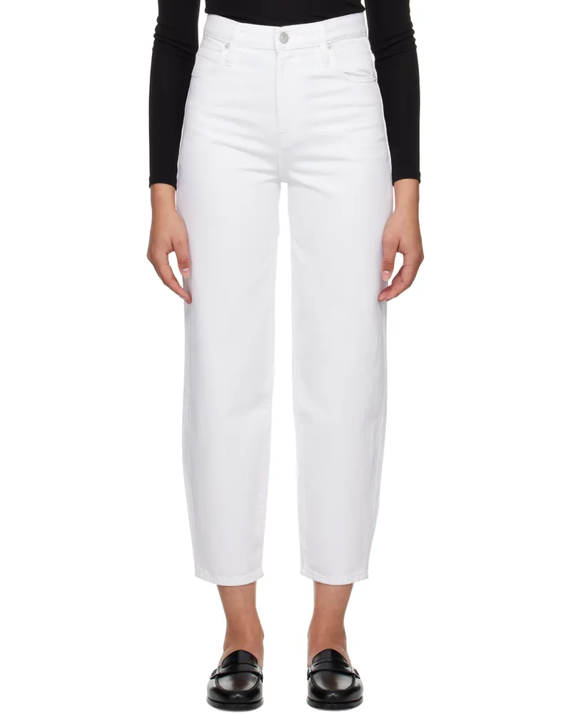 Frame Denim White Tapered Jeans Rumpled