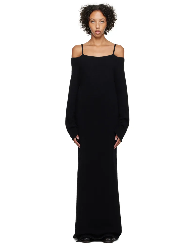 Nanushka Black Bibian Maxi Dress Charcoal