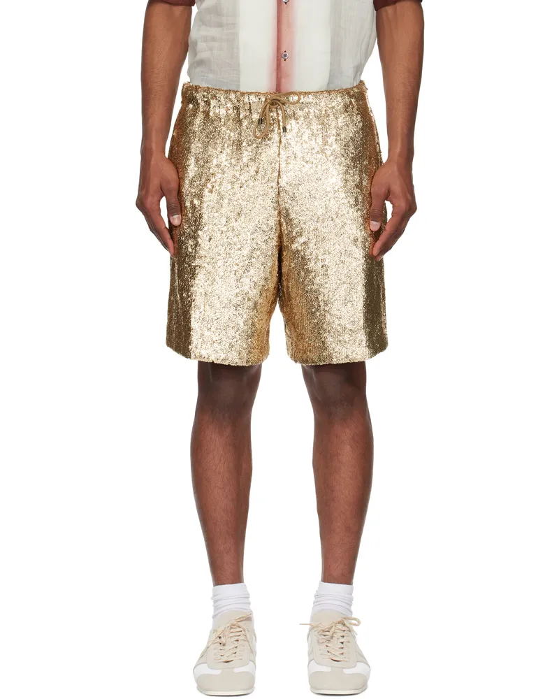 Dries van Noten Gold Sequinned Shorts 954