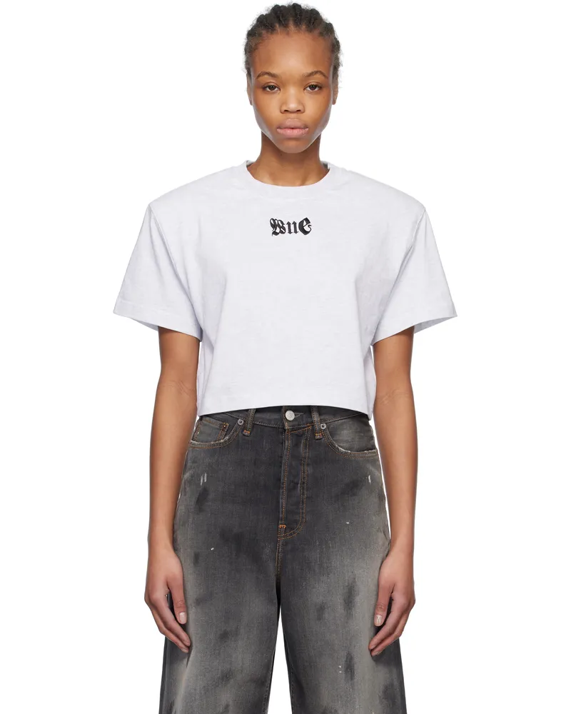 WE 11 DONE Gray Shoulder Pad Cropped T-shirt Grey