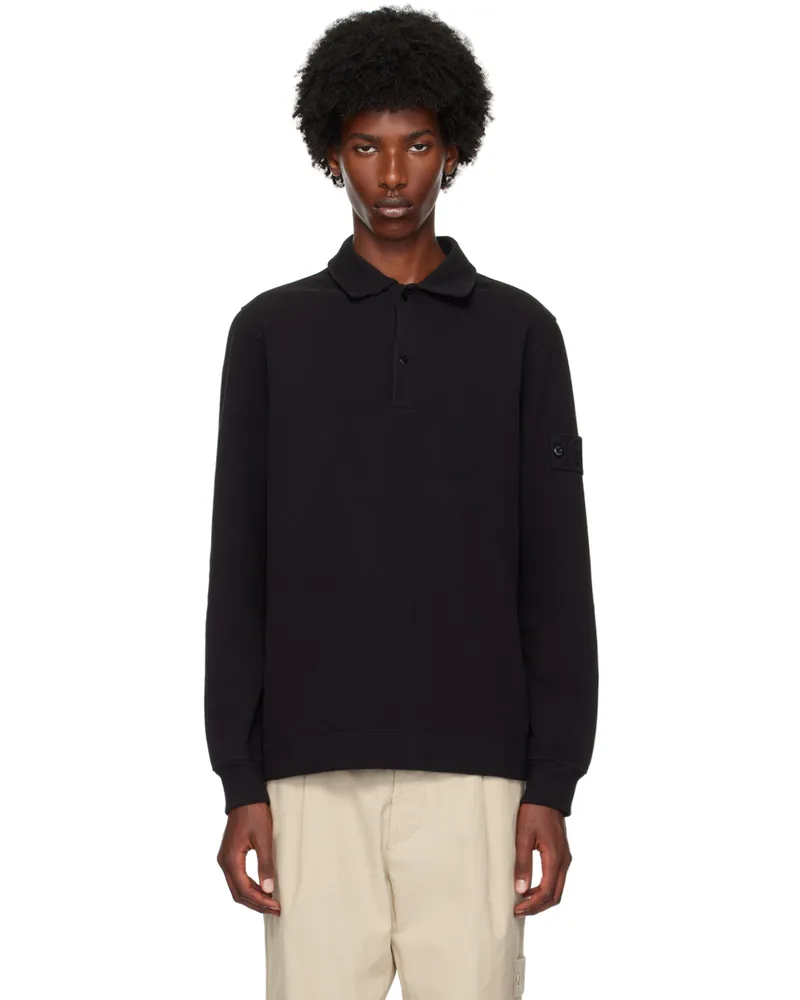 Stone Island Black Logo Patch Polo V0029