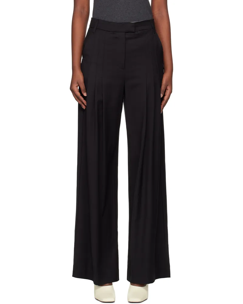 ROTATE Birger Christensen Black Wide Suiting Trousers 100