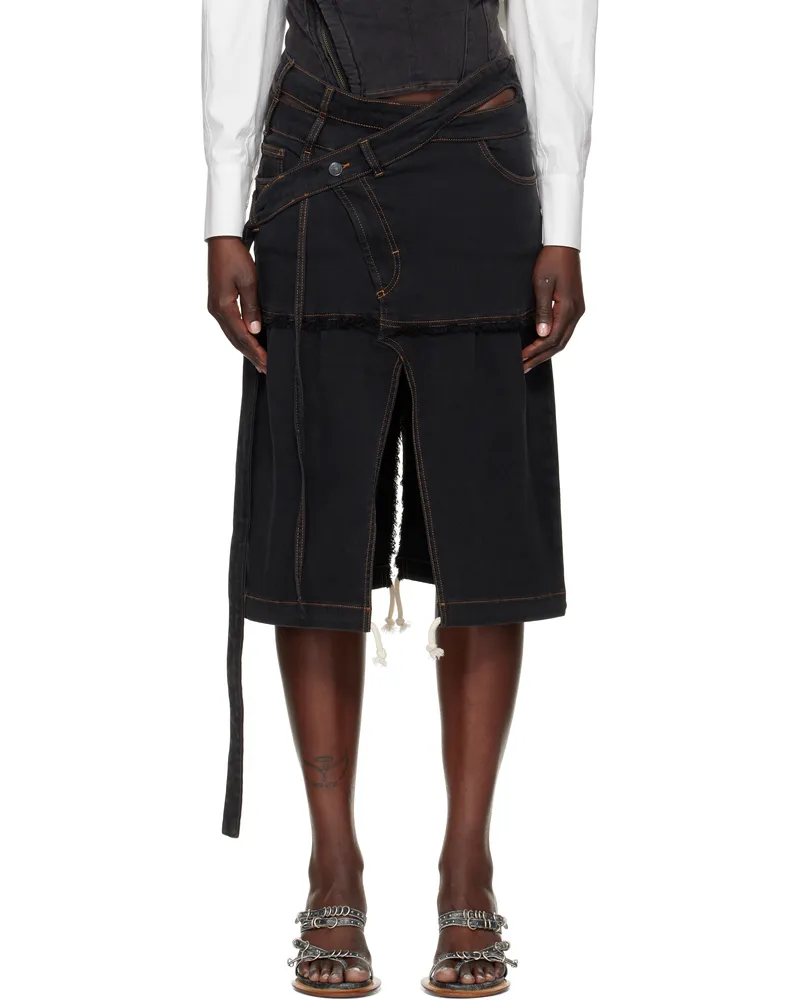 OTTOLINGER Gray Signature Wrap Denim Midi Skirt Grey