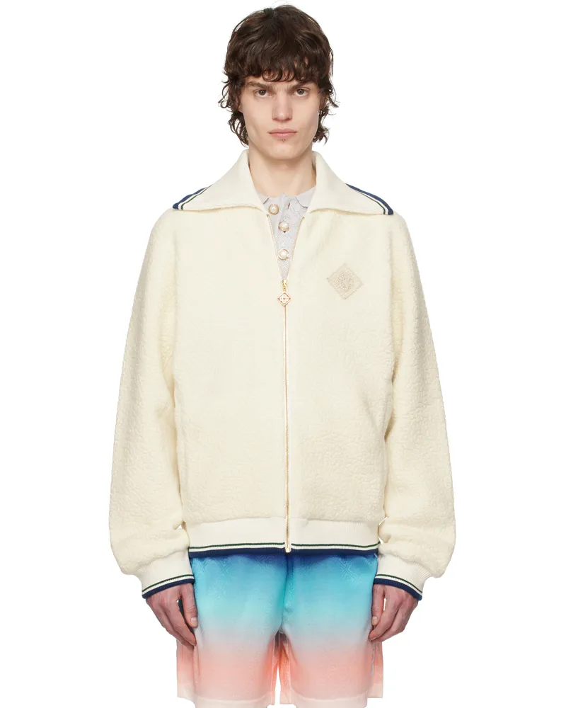 Casablanca Paris Off-White Cashmere Zip Sweater White