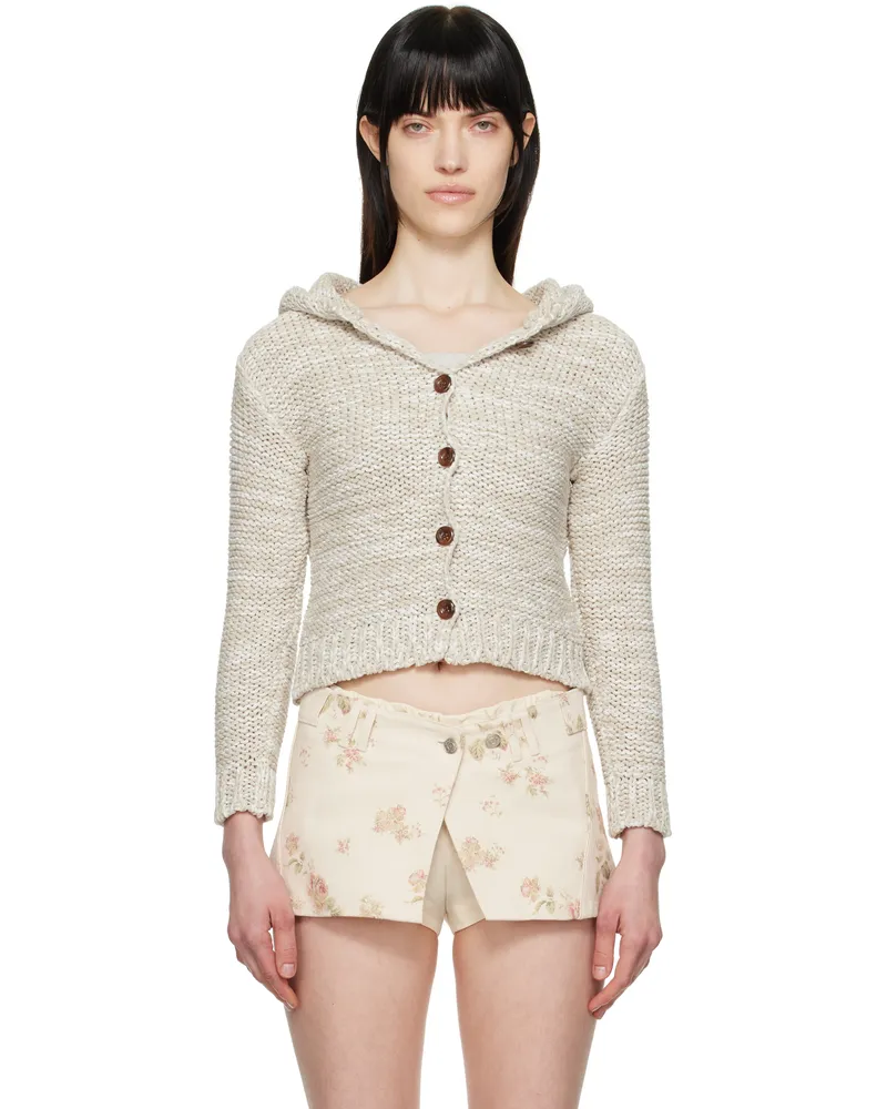 OPEN YY Beige Hooded Chunky Cardigan Beige